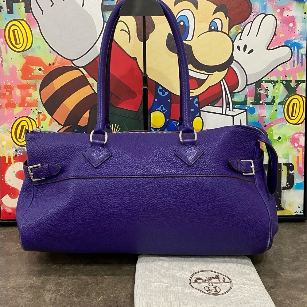 Hermes Deep Purple Leather Tote Bag